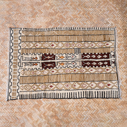Handcrafted Azilal Wool Rug — Abstract Tribal Storytelling