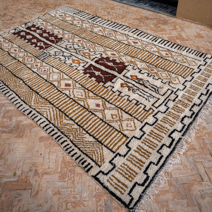 Handcrafted Azilal Wool Rug — Abstract Tribal Storytelling