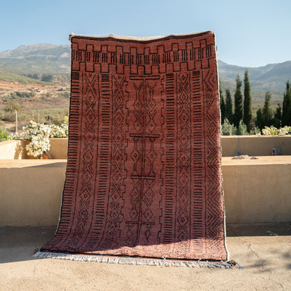 Red Azilal Rug – Handmade Moroccan Wool Carpet with Berber Motifs