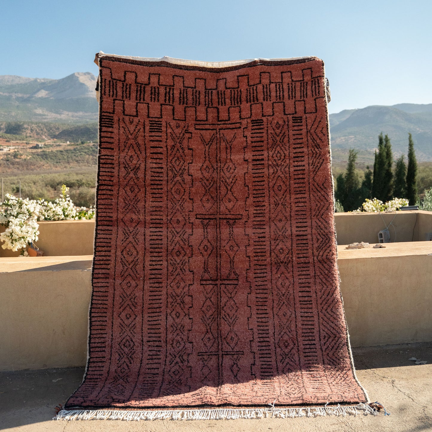 Red Azilal Rug – Handmade Moroccan Wool Carpet with Berber Motifs