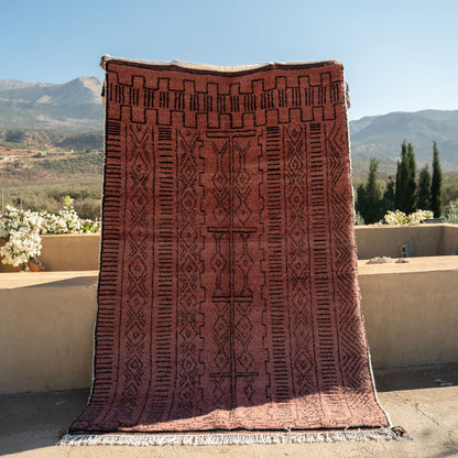 Red Azilal Rug – Handmade Moroccan Wool Carpet with Berber Motifs