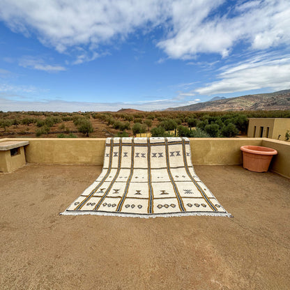 White Azilal Rug – Authentic Handmade Moroccan Wool Carpet with Colorful Berber Details