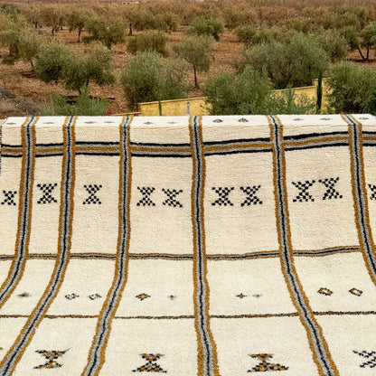White Azilal Rug – Authentic Handmade Moroccan Wool Carpet with Colorful Berber Details