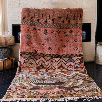 Red Azilal Rug – Handmade Moroccan Wool Carpet with Berber Patterns