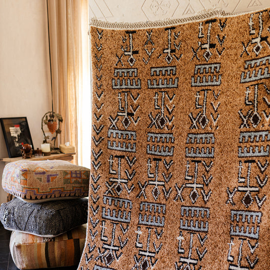 Brown Azilal Rug – Authentic Handmade Moroccan Wool Carpet with Natural Dyes