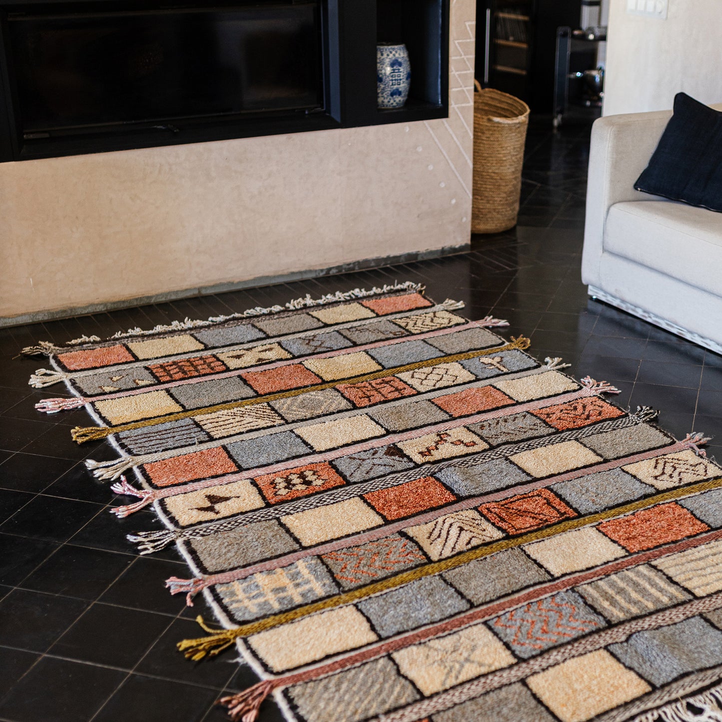 Colorful Azilal Rug – Handmade Moroccan Wool Carpet with Berber Motifs