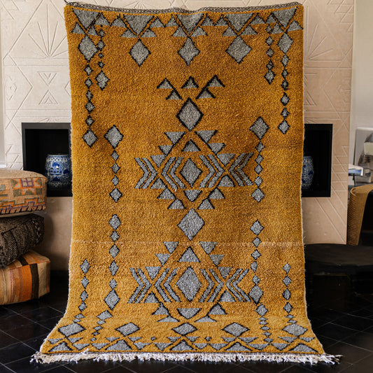Yellow Azilal Rug – Authentic Handmade Moroccan Wool Carpet