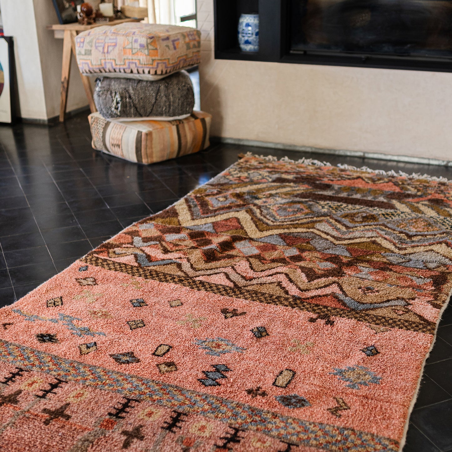 Red Azilal Rug – Handmade Moroccan Wool Carpet with Berber Patterns