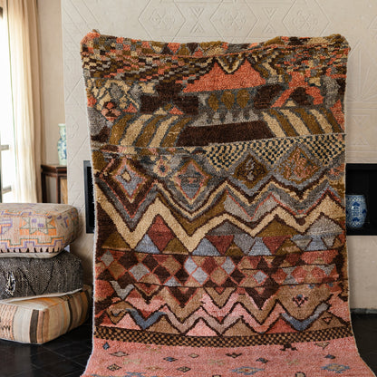 Red Azilal Rug – Handmade Moroccan Wool Carpet with Berber Patterns